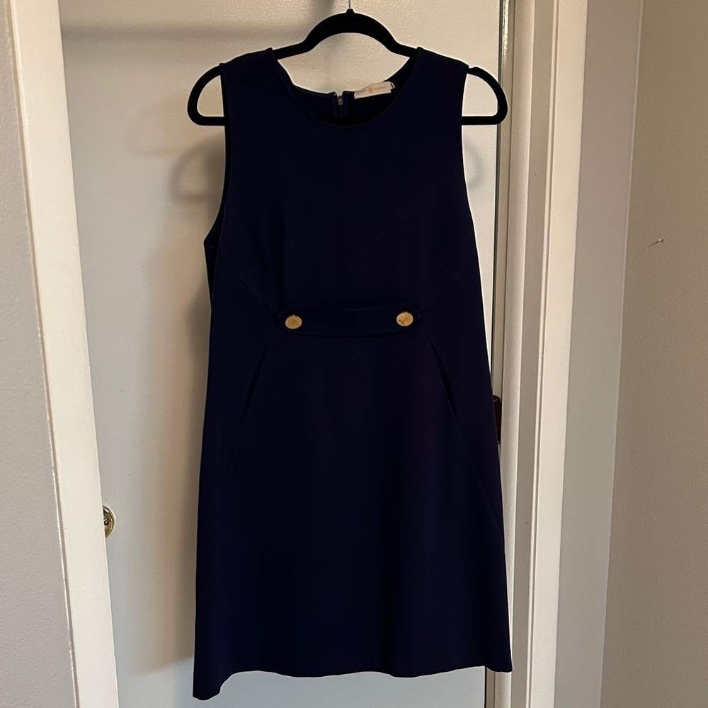 Tory Burch Navy Mini Dress with Gold Accents